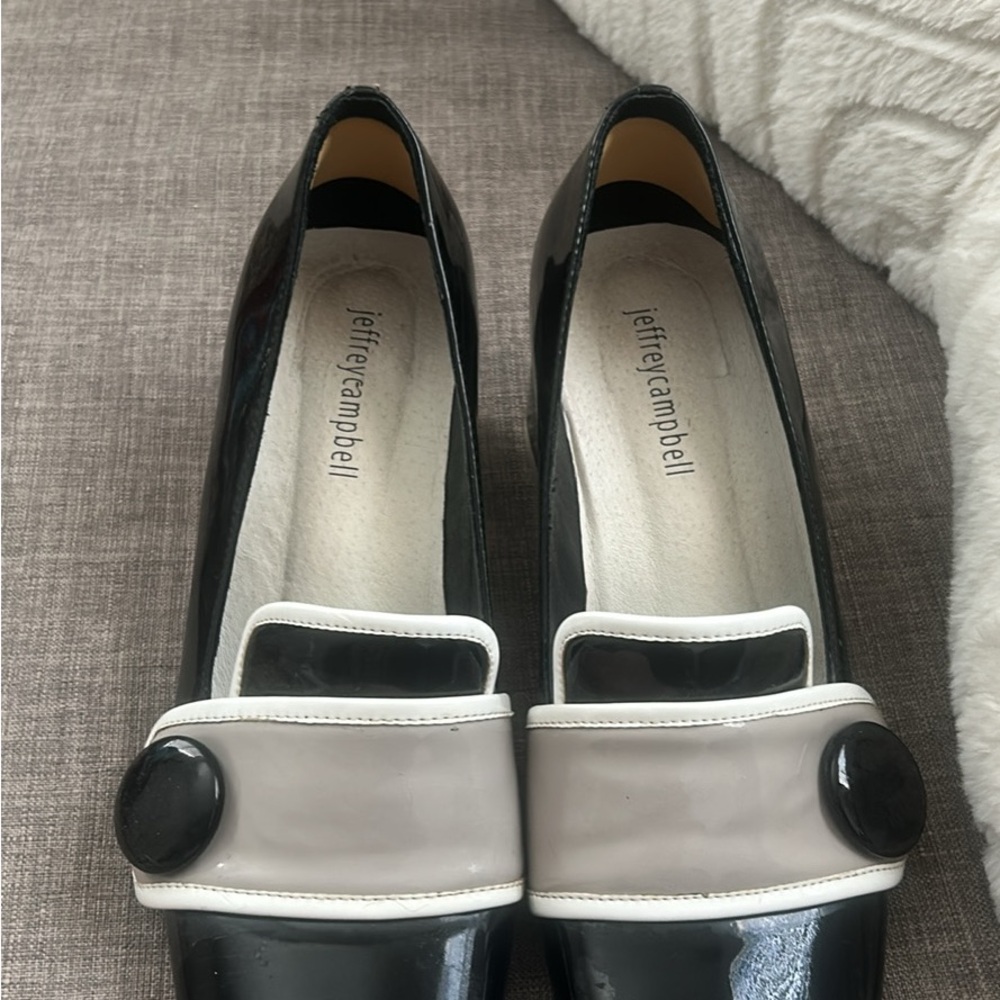 Jeffrey Campbell Black and Cream Loafers